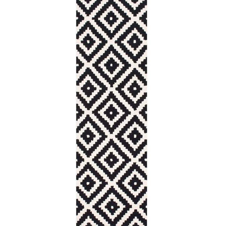 Decca Geometric Handmade Tufted Wool Black/Cream Area Rug George Oliver Rug Size: Runner 2'6" x 10'