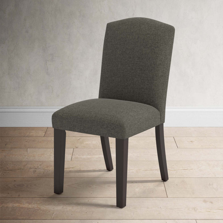 Estrela Upholstered Dining Chair Birch Lane™ Upholstery Color: Zuma Charcoal Textured Linen, Leg Color: Espresso