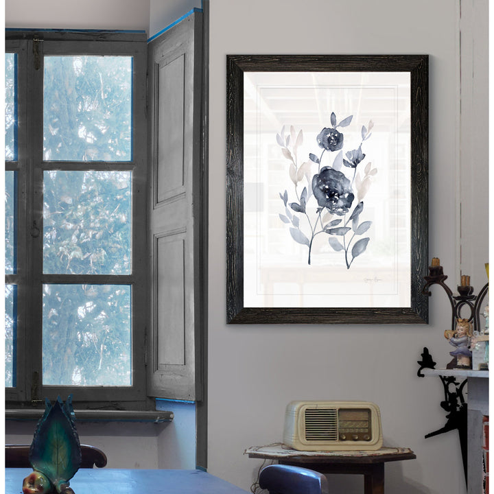 Peonies In Gray II' - Picture Frame Print on Glass Winston Porter Size: 32" H x 44" W x 1.25" D Format: Framed Ebony Print