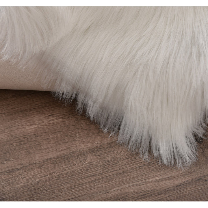 Mamduh Handmade Shag Faux Sheepskin White Rug Everly Quinn Rug Size: Runner 2' x 5'