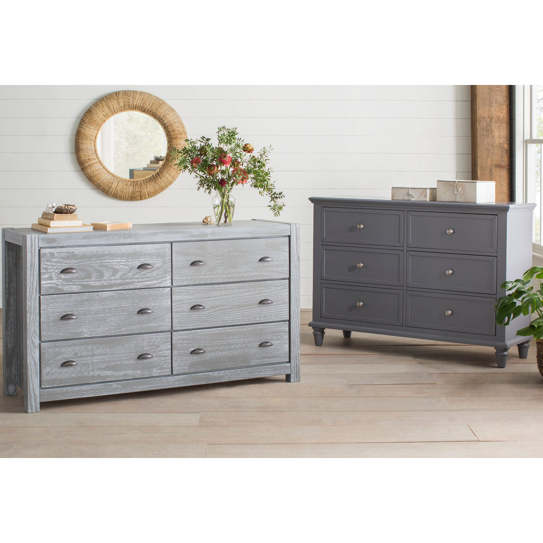 Montauk 6 Drawer Double Dresser Grain Wood Furniture Color: Rustic Gray