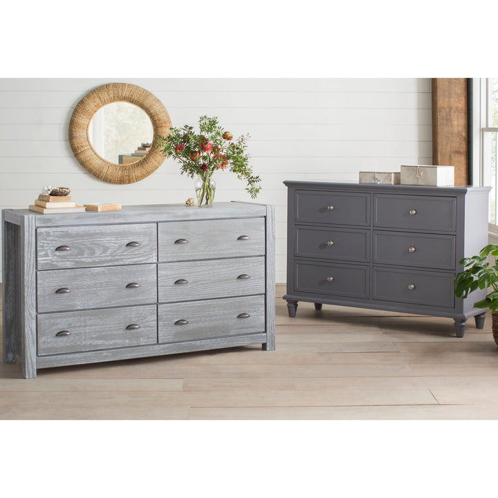 Montauk 6 Drawer Double Dresser Grain Wood Furniture Color: Rustic Gray