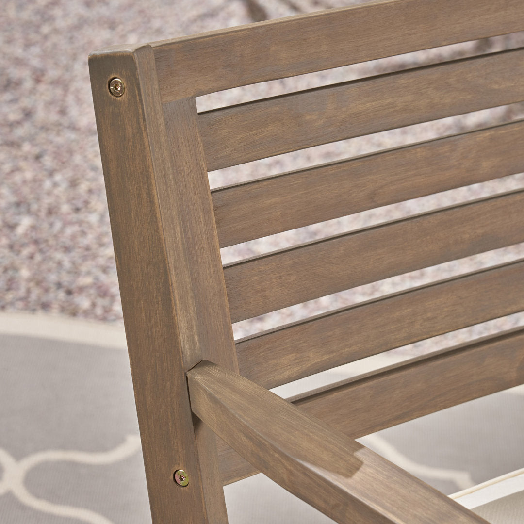 Round 2 - Person 28" Long Bistro Set with Cushions Red Barrel Studio® Frame Color/Cushion Color: Gray Finish Frame/Cream Cushion