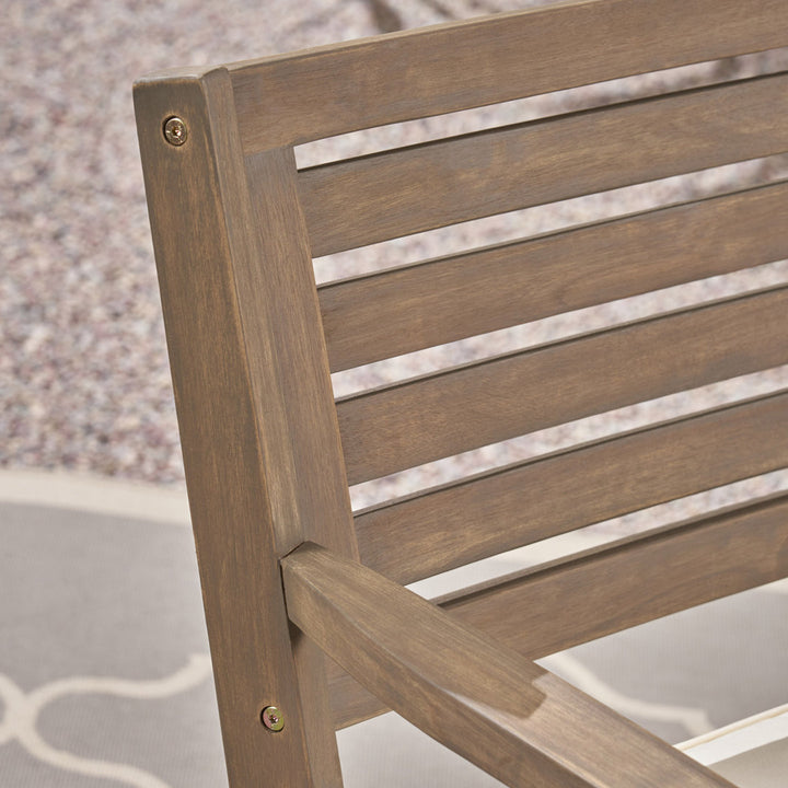 Round 2 - Person 28" Long Bistro Set with Cushions Red Barrel Studio® Frame Color/Cushion Color: Gray Finish Frame/Cream Cushion