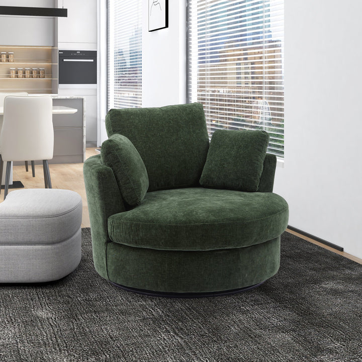 Achorn 42.26" W Polyester Recessed Arm Slipcovered Swivel Barrel Chair Hokku Designs Fabric: Green Polyester