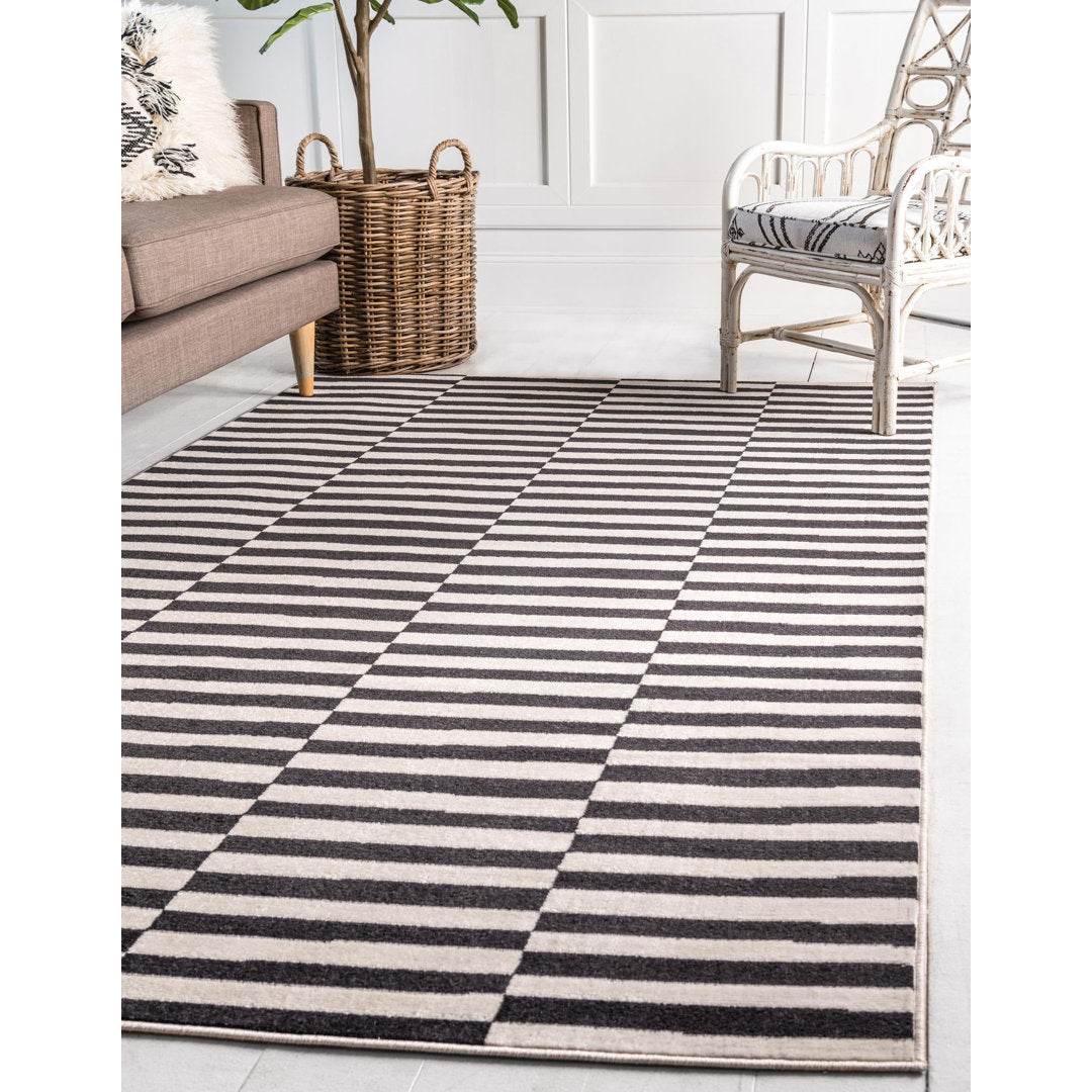 Arzilla Striped Ivory/Black Area Rug Wade Logan® Rug Size: Rectangle 6' x 9'