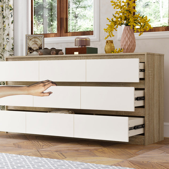 Aurica 9 Drawer 63" W Dresser Wade Logan® Color: White/Wood