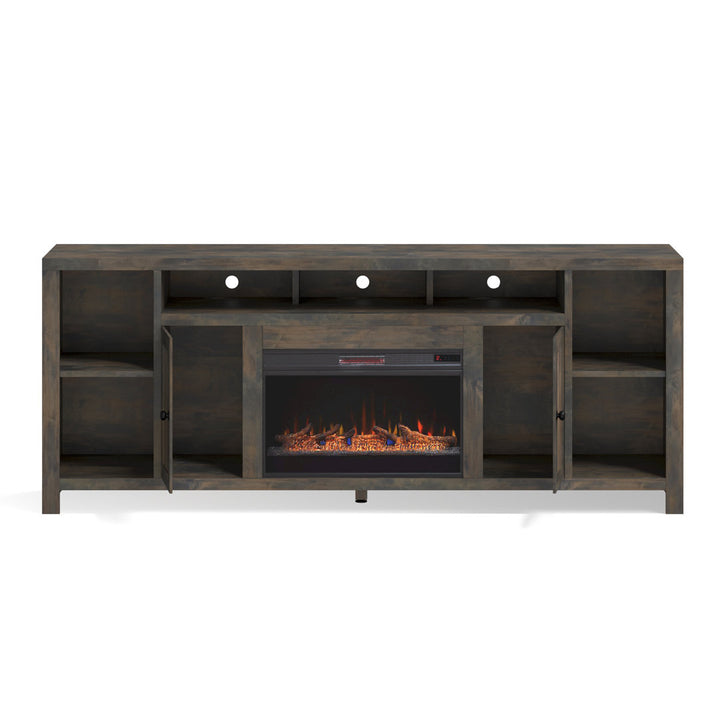 Columbia 84 inch Electric Fireplace TV Stand for TVs up to 88 inches, Barnwood Finish Greyleigh™