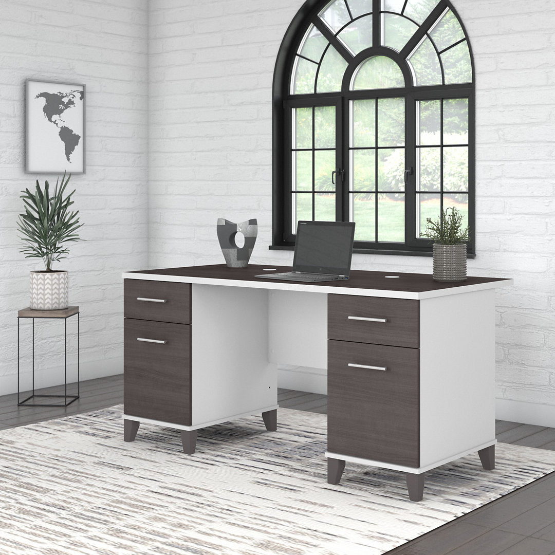 Magomed Executive Desk Gracie Oaks Color: Storm Gray/White
