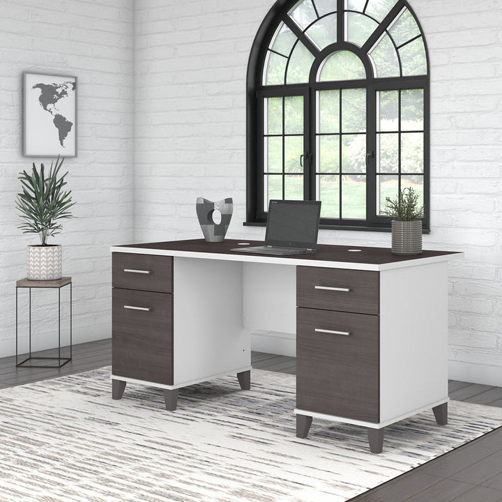 Magomed Executive Desk Gracie Oaks Color: Storm Gray/White