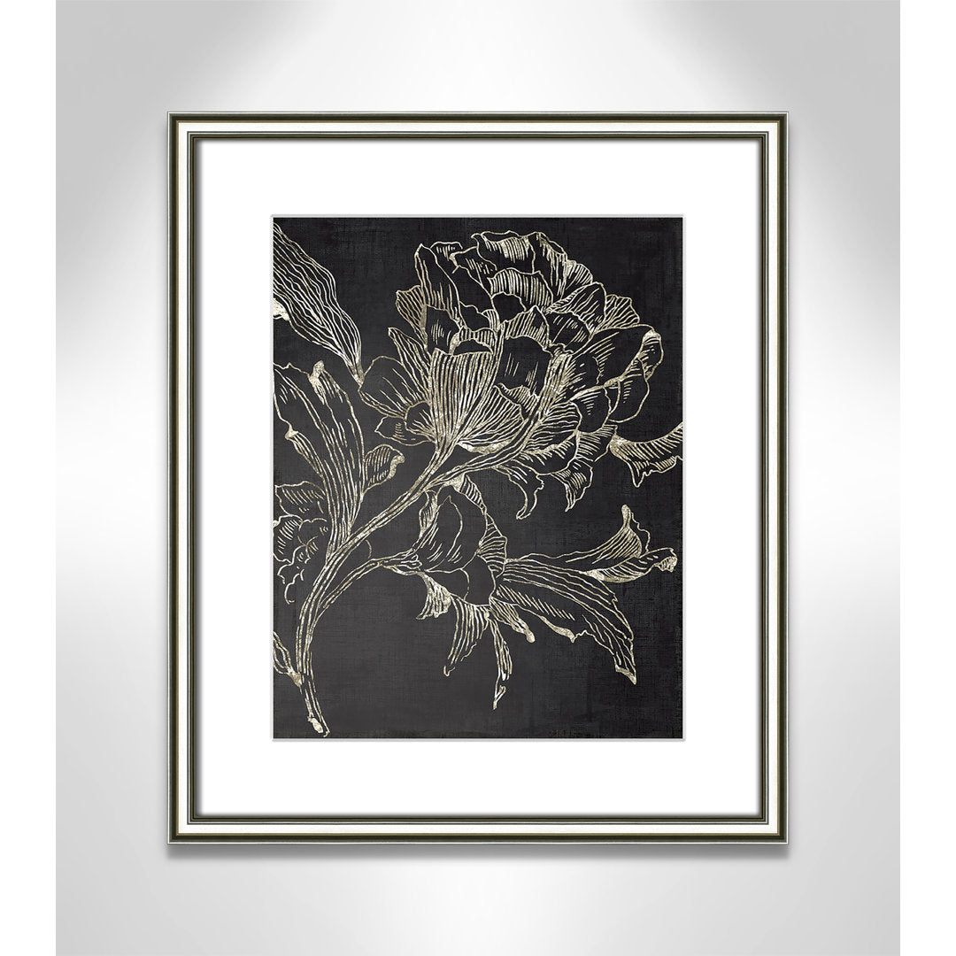 Golden Flower Folklore I by Asia Jensen - Picture Frame Graphic Art Print Joss & Main Size: 20.25" H x 17.25" W Format: Silver Framed