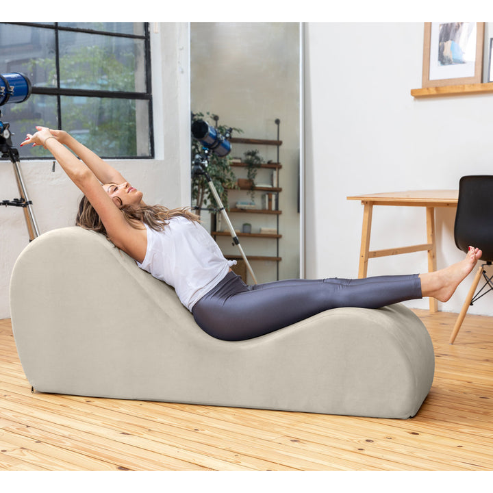 Symons Sleek Chaise Lounge for Yoga - for Stretching, Relaxation, Exercise & More Latitude Run® Fabric: Beige Polyester Blend