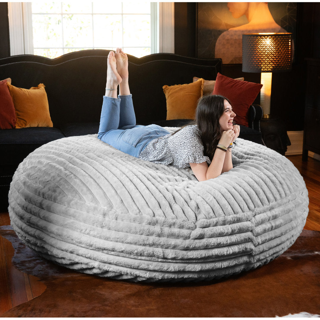 6 Foot Cocoon - Large Bean Bag Chair - Mondo Faux Fur Trule Upholstery Color: Gray