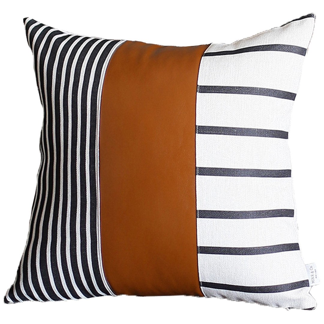 Decorative Faux Leather Pillowcase Decorative Geometric Square Pillow Cover Apolena Size: 17" x 17"