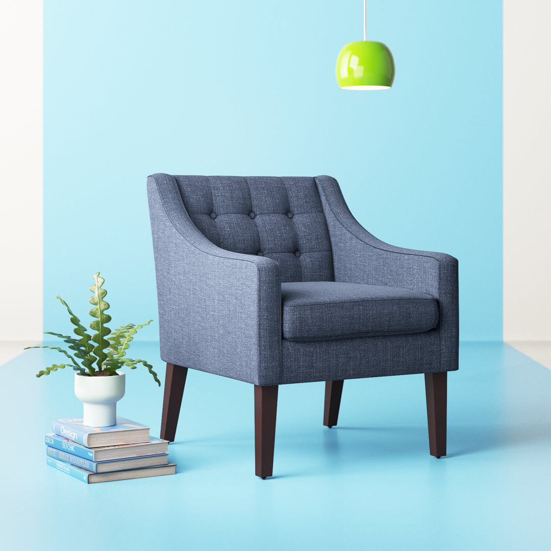 Clopton 26" Wide Mid-Century Modern Tufted Accent Armchair Hashtag Home Fabric: Navy Blue Polyester Blend