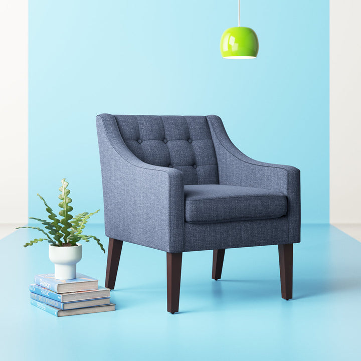 Clopton 26" Wide Mid-Century Modern Tufted Accent Armchair Hashtag Home Fabric: Navy Blue Polyester Blend