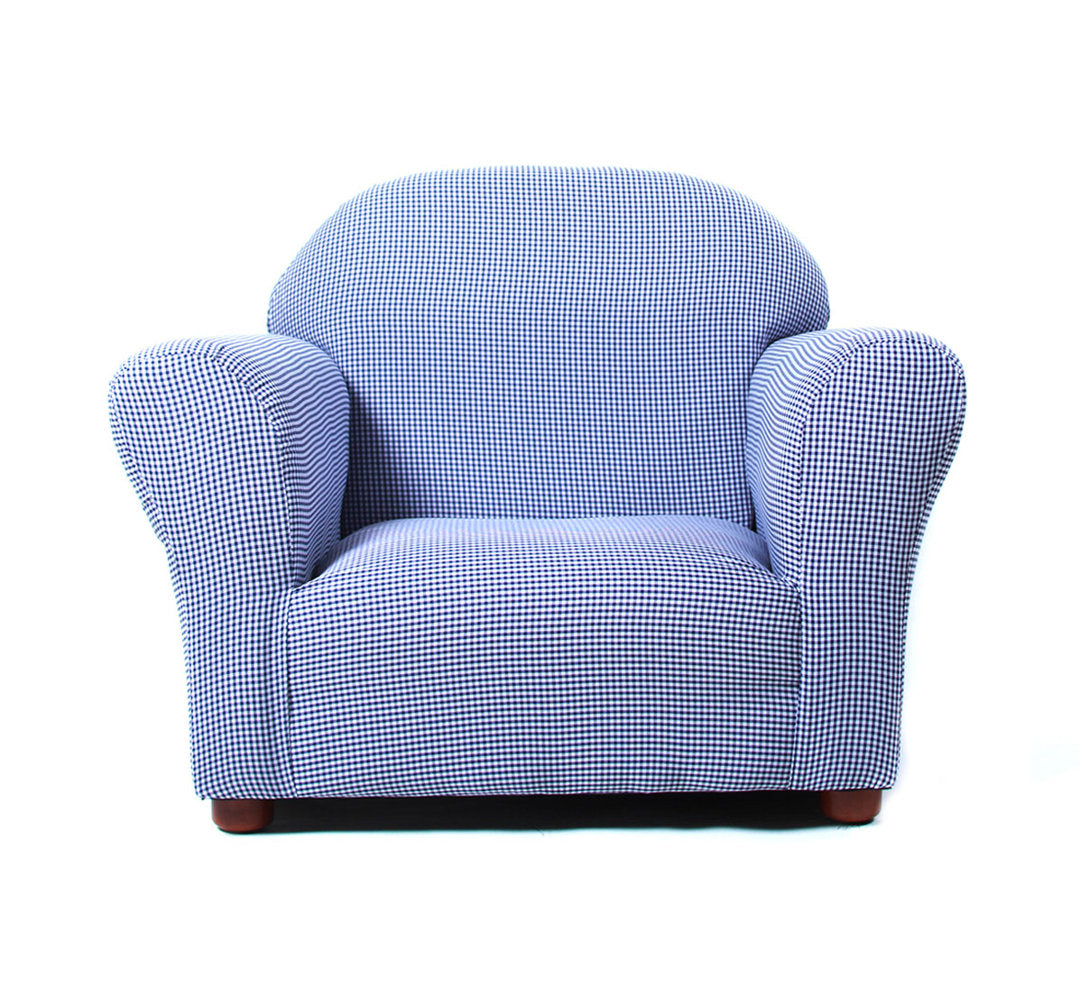 Weybridge Kid's Club Chair Gingham Pattern Gemma Violet Color: Navy