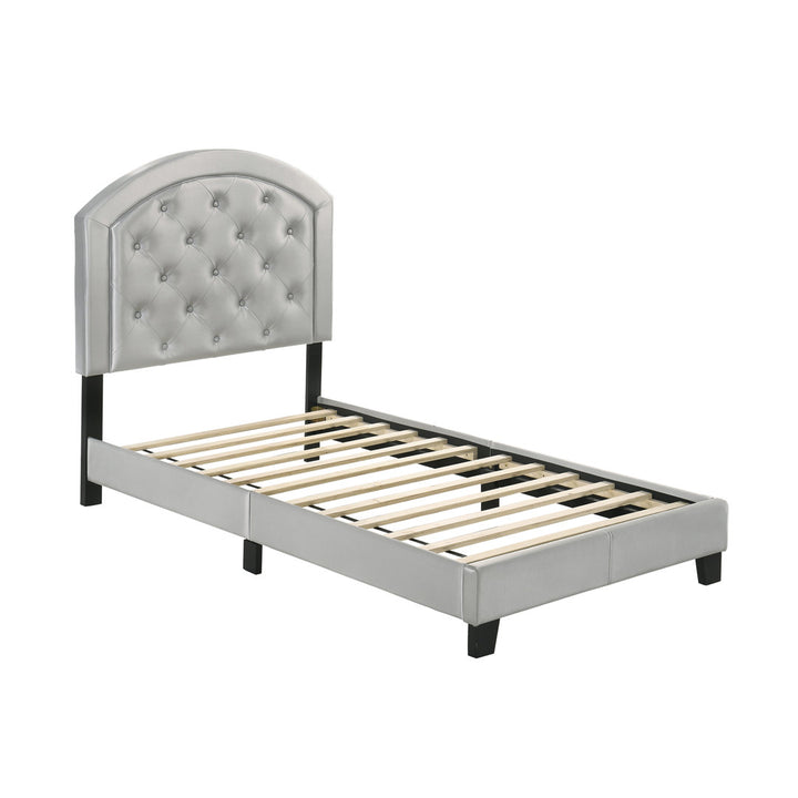 Manhasset Wooden Upholstered Platform Bed with Adjustable Tufted Headboard House of Hampton® Color: Silver Size: Twin
