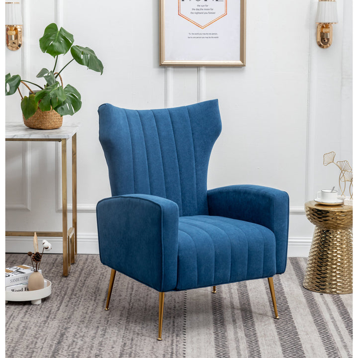 Floreal 27.5" Wide Velvet Wingback Chair Etta Avenue™ Fabric: Blue