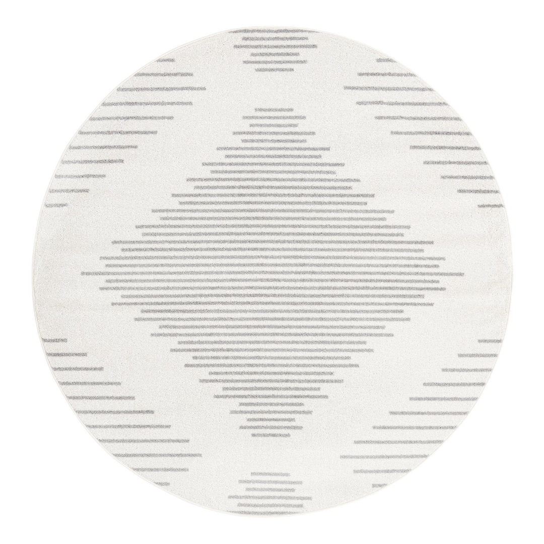 Cohutta Geometric Grey and Ivory Area Rug The Twillery Co.® Rug Size: Round 6'1"