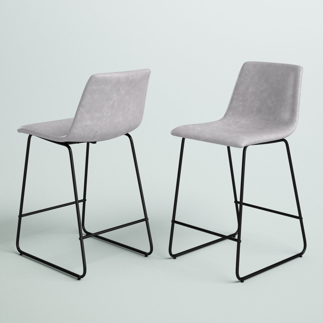 Liekele Upholstered Counter Height Modern Dining Stools by Flash Furniture (Set of 2) Ivy Bronx Seat Height: Counter Stool (24” Seat Height), Upholstery: Light Gray Faux Leather