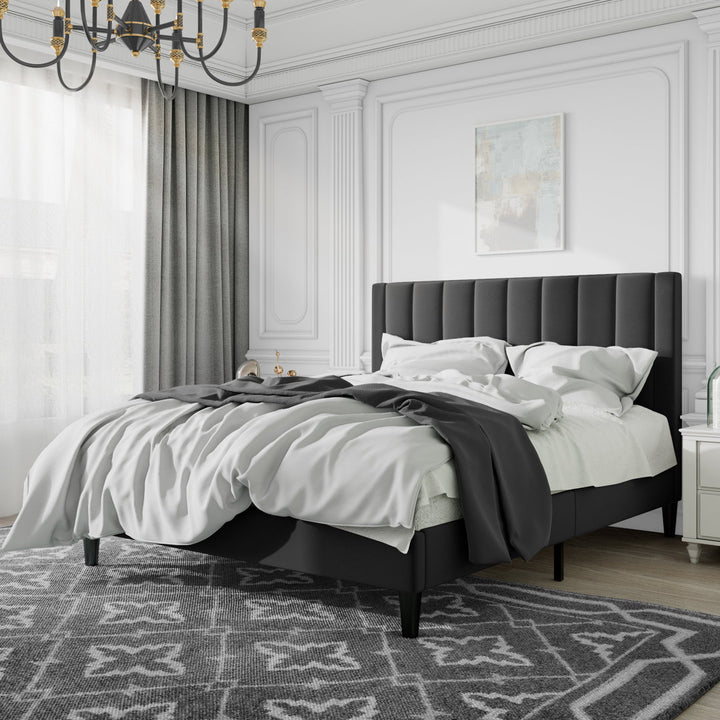 Cleo Velvet Upholstered Platform Bed Kelly Clarkson Home Color: Black Size: Queen