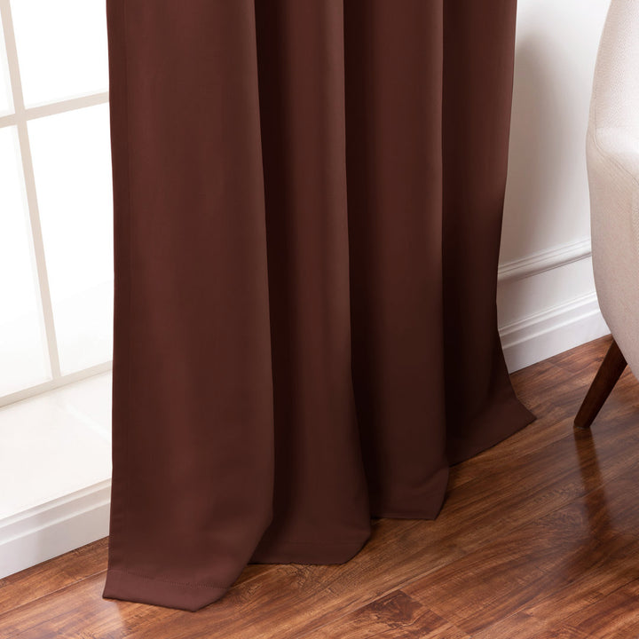 Bantam Solid Blackout Thermal Rod Pocket Curtain Panels (Set of 2) Ebern Designs Curtain Color: Chocolate Size per Panel: 52" W x 102" L