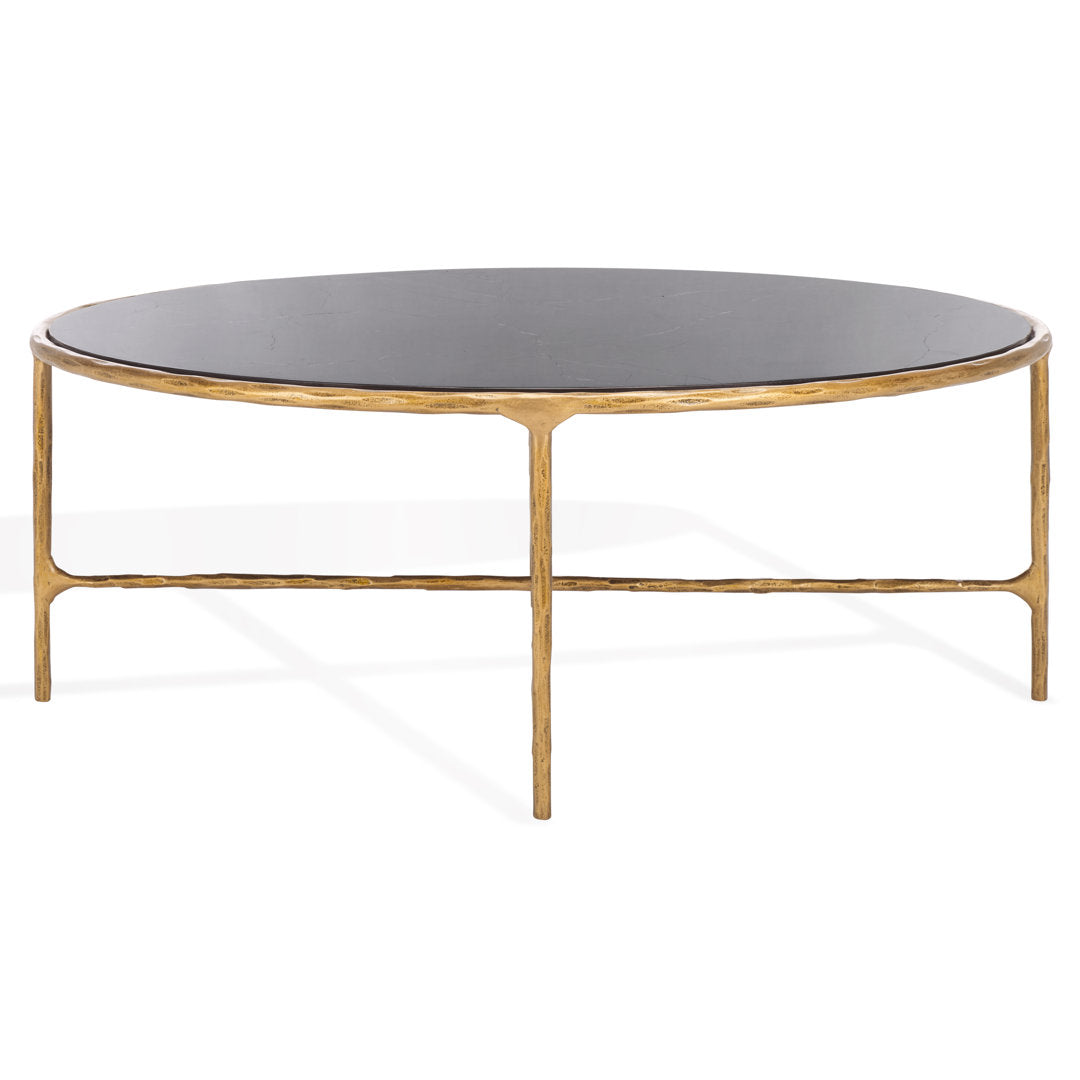 Evelynn 4 Legs Coffee Table Joss & Main Table Base Color: Brass, Table Top Color: Black