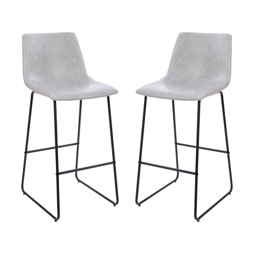 Liekele Upholstered Counter Height Modern Dining Stools by Flash Furniture (Set of 2) Ivy Bronx Seat Height: Bar Stool ( 30” Seat Height), Upholstery: Light Gray Faux Leather