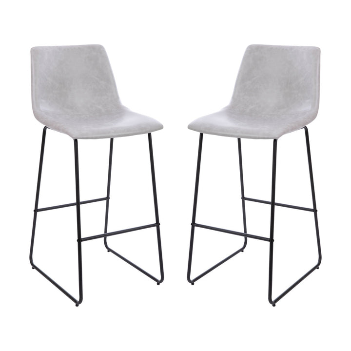 Liekele Upholstered Counter Height Modern Dining Stools by Flash Furniture (Set of 2) Ivy Bronx Seat Height: Bar Stool ( 30” Seat Height), Upholstery: Light Gray Faux Leather