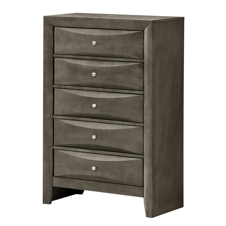 Marilla 5-Drawer Chest Glory Furniture Color: Gray