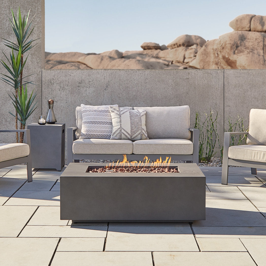 AEGEAN Propane / Natural Gas Outdoor Fire Pit Table Real Flame Size: 14.5" H x 41.75" W x 26" D Finish: Weathered Slate