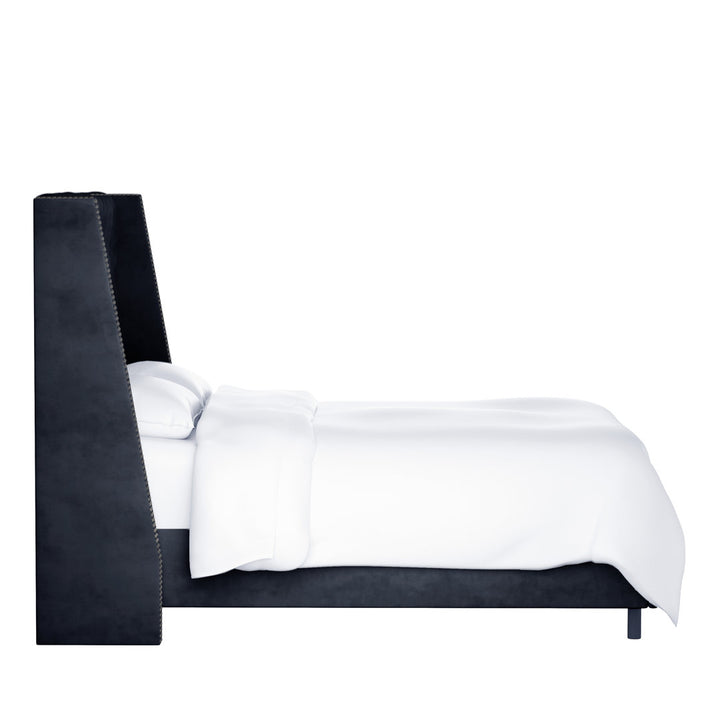 Annabel Upholstered Wingback Bed Kelly Clarkson Home Size: Twin Body Fabric: Classic Ink Performance Velvet