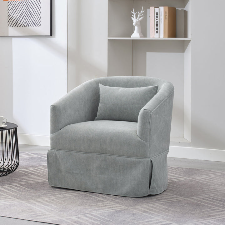 Swivel Accent Arm Chair with Plump Pillow Upholstered Comfy 360 Degree Swivel  Sofa Chair Brayden Studio® Body Fabric: Light Green Linen Blend