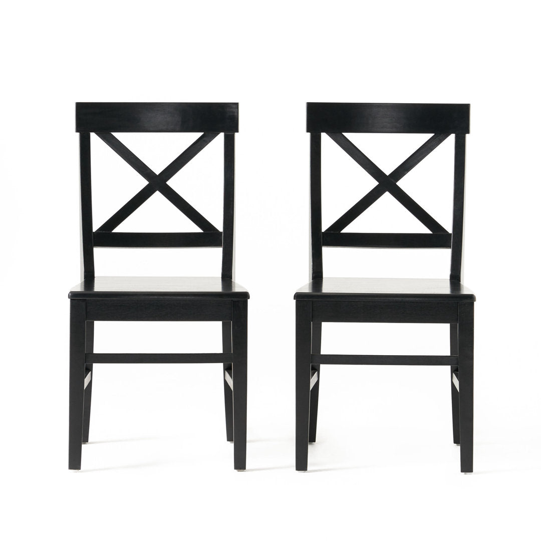 Hitz Solid Wood Cross Back Side Chair (Set of 2) Charlton Home® Color: Black