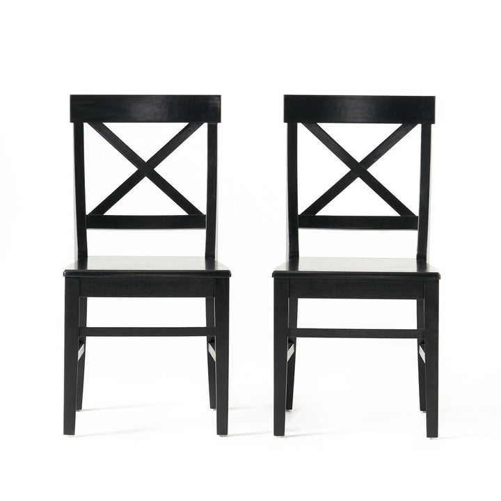 Hitz Solid Wood Cross Back Side Chair (Set of 2) Charlton Home® Color: Black