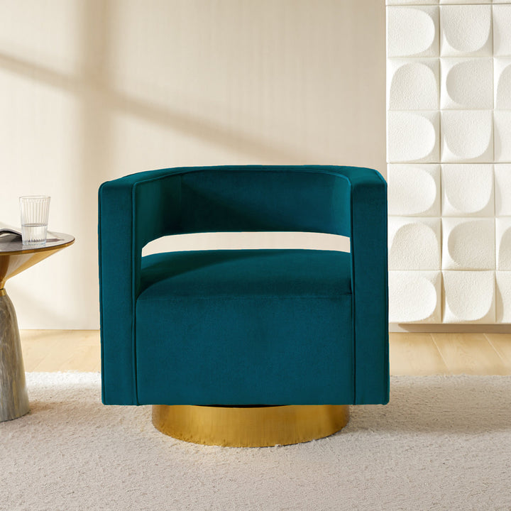 Aysha Velvet Swivel Barrel Chair Willa Arlo™ Interiors Fabric: Teal Velvet