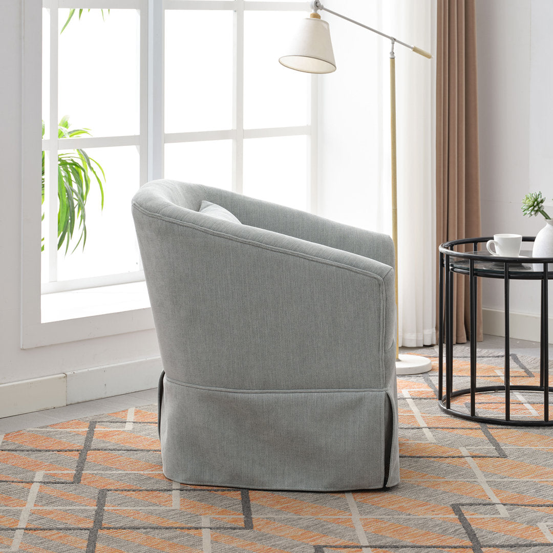 Swivel Accent Arm Chair with Plump Pillow Upholstered Comfy 360 Degree Swivel  Sofa Chair Brayden Studio® Body Fabric: Light Green Linen Blend
