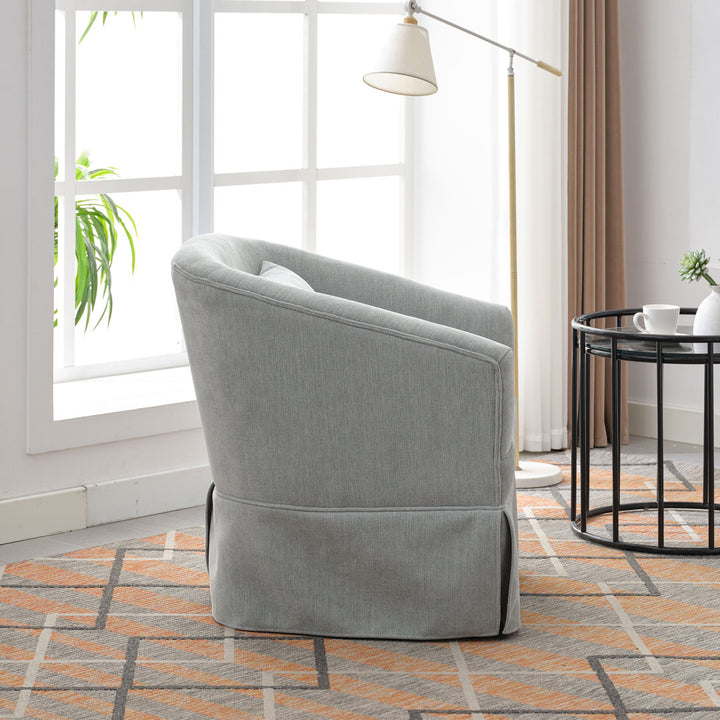 Swivel Accent Arm Chair with Plump Pillow Upholstered Comfy 360 Degree Swivel  Sofa Chair Brayden Studio® Body Fabric: Light Green Linen Blend