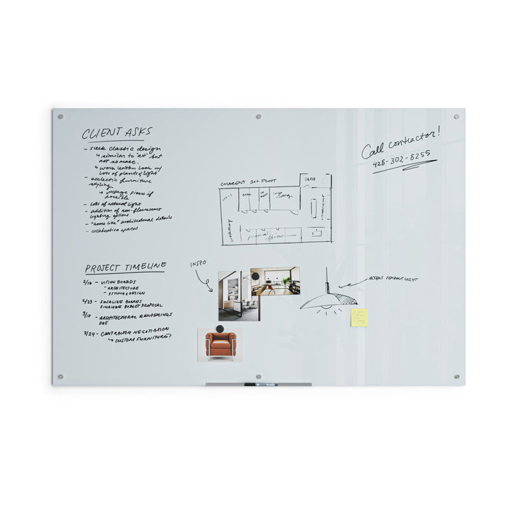 Wall Mounted Magnetic Glass Board U Brands Size: 47" x 70"