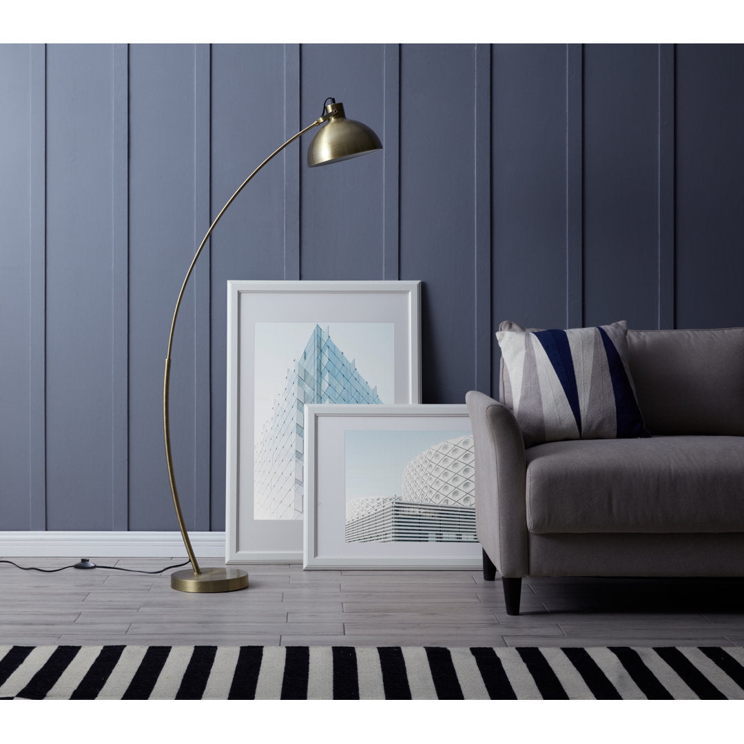 Riceboro 63" Arched Floor Lamp Wrought Studio™ Shade Color: Antique Brass