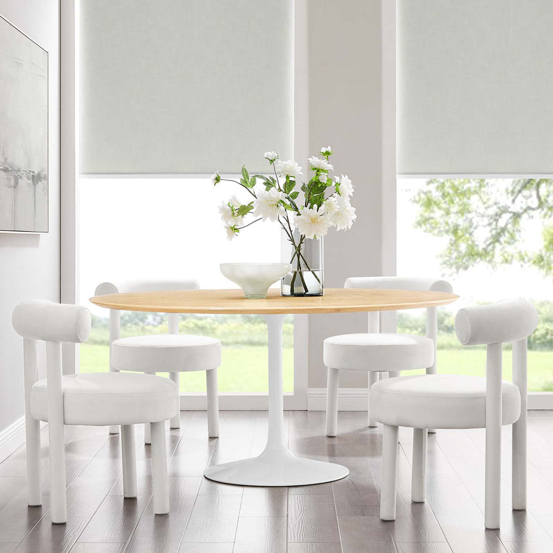 Silver Orchid Fein Oval Dining Table Wade Logan® Base Color: White, Top Color: Natural Size: 60" W x 60" L