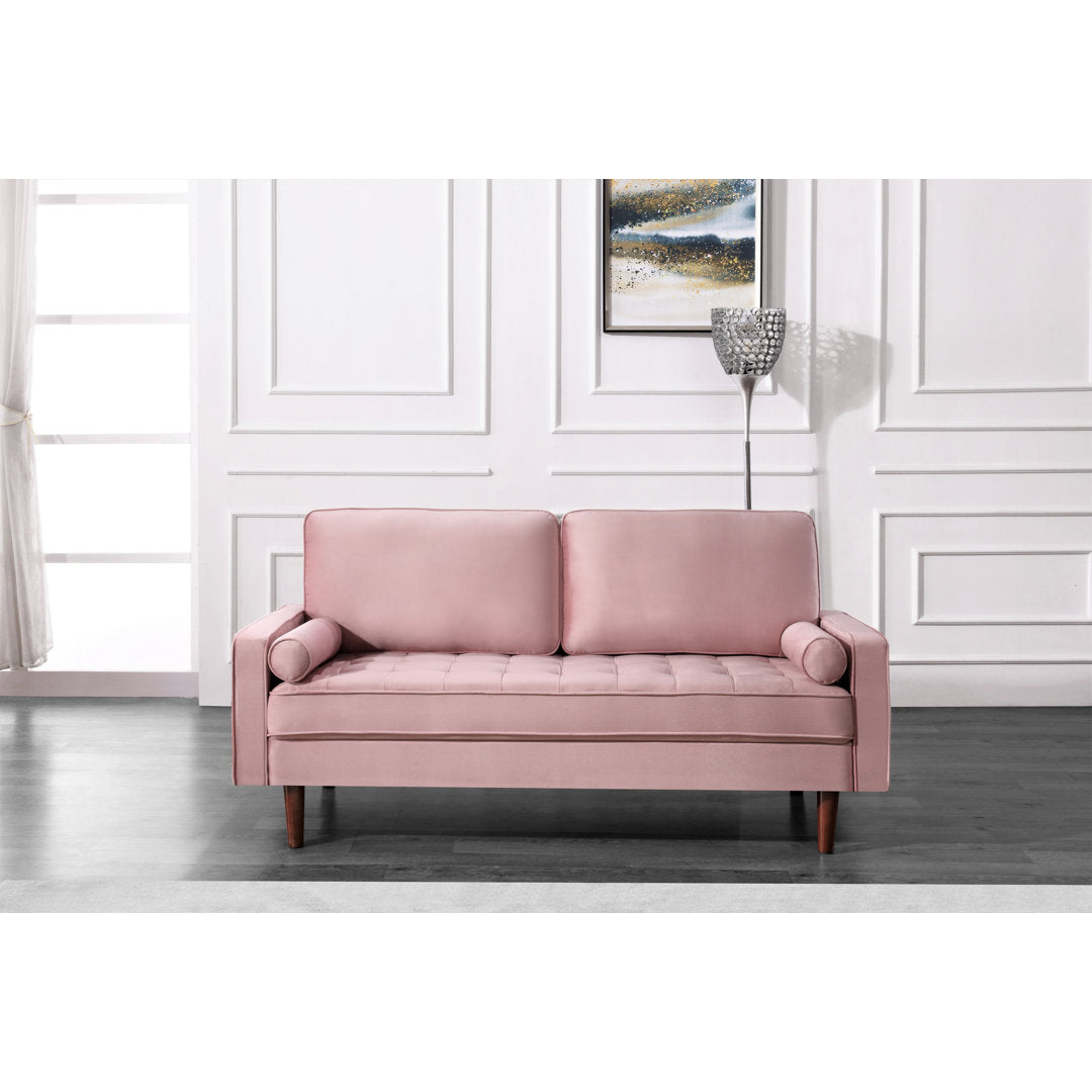 Ashfaq 57.8" Velvet Square Arm Loveseat Wade Logan® Fabric: Polyester Tea Rose