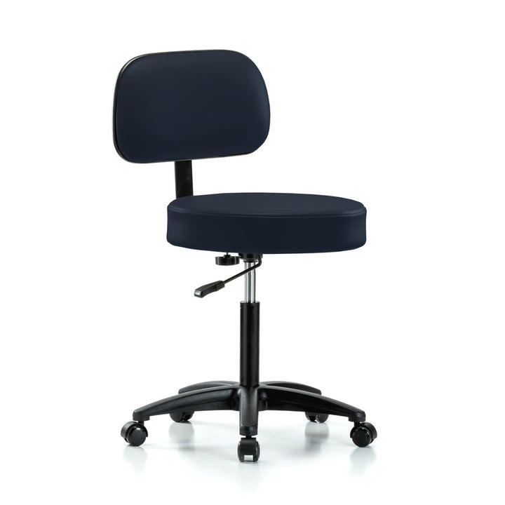 PERCH Walter Height Adjustable Exam Stool with Backrest | Medium Bench Height 21-28.5" Perch Chairs & Stools Color: Imperial Fabric