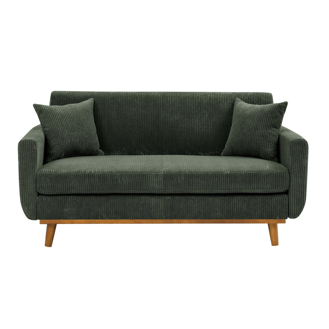 Artina 65'' Square Arm Loveseat Wade Logan® Fabric: Dark Green Corduroy