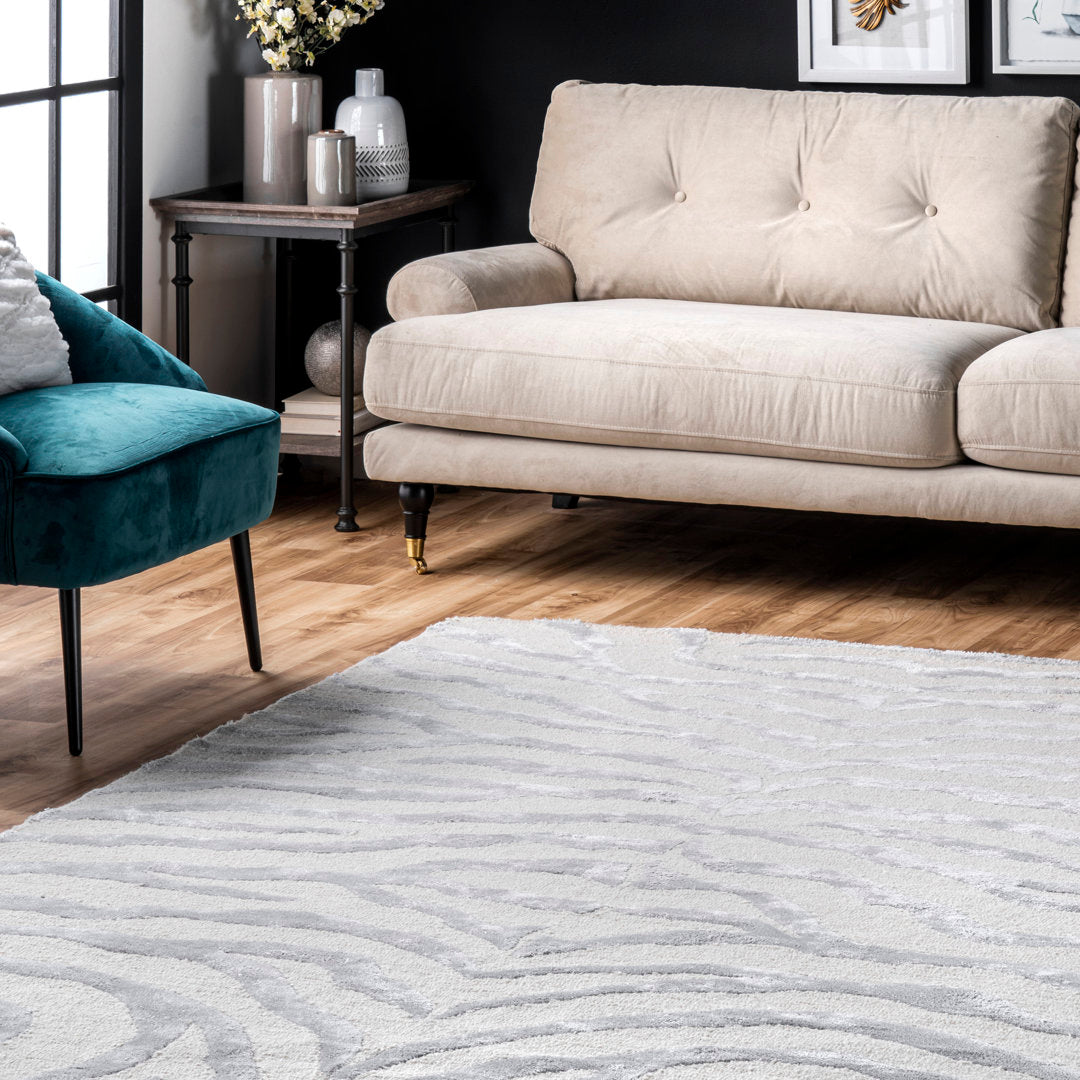 Fathima Animal Print Hand Tufted Wool Gray Area Rug Mercer41 Rug Size: Rectangle 7'6" x 9'6"