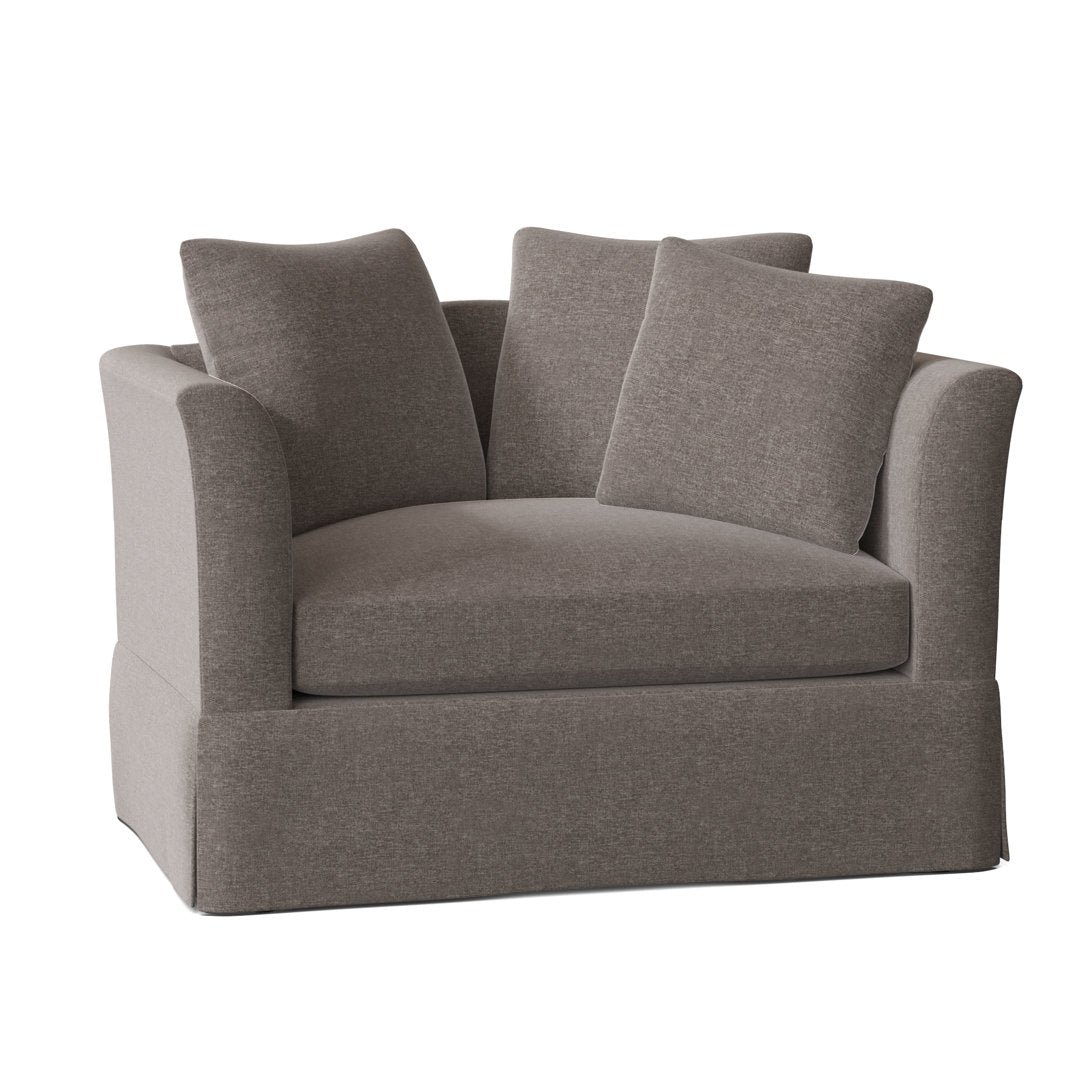 Charlene 50" Wide Armchair Highland Dunes Body Fabric: Crafty Cobblestone, Throw Pillow Fabric: Bevin Marble