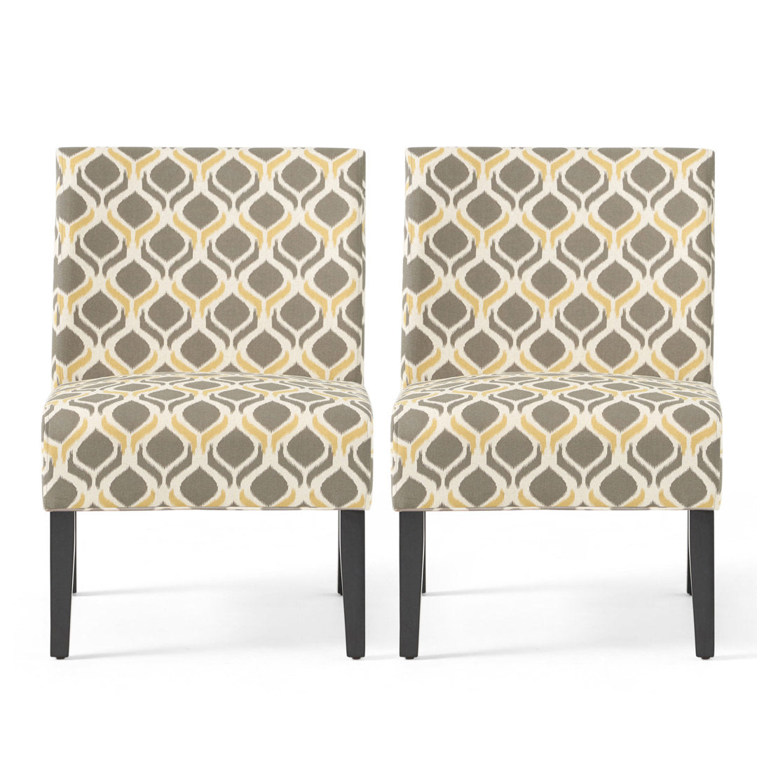 Yokota 22.5" Wide Polyester Slipper Chair (Set of 2) Highland Dunes Fabric: Yellow/Gray Polyester Blend