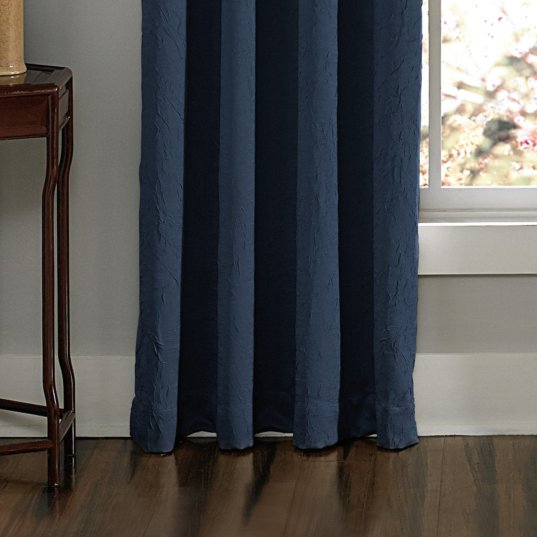 Curtainworks Manzano Solid Color Room Darkening Grommet Curtain Panel Charlton Home® Curtain Color: Navy Size per Panel: 50" W x 108" L