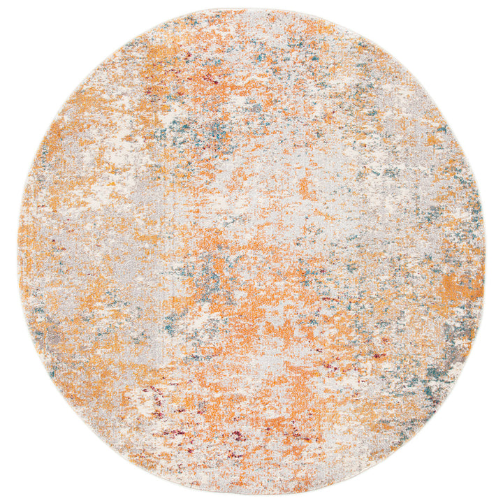 Besfort Abstract Ivory/Orange Area Rug Wade Logan® Rug Size: Round 6'7"